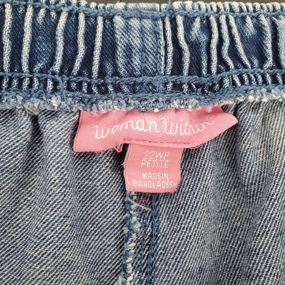 Woman Within Cropped Denim Jeans Size 22WP Petite Elastic Waist - Picture 7 of 12